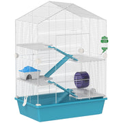 Gabbia per Criceti a 5 Livelli con Piattaforme, Casetta, Rampas e Ruota ¨C Zephmum ¨C 58x36x81cm Azzurro