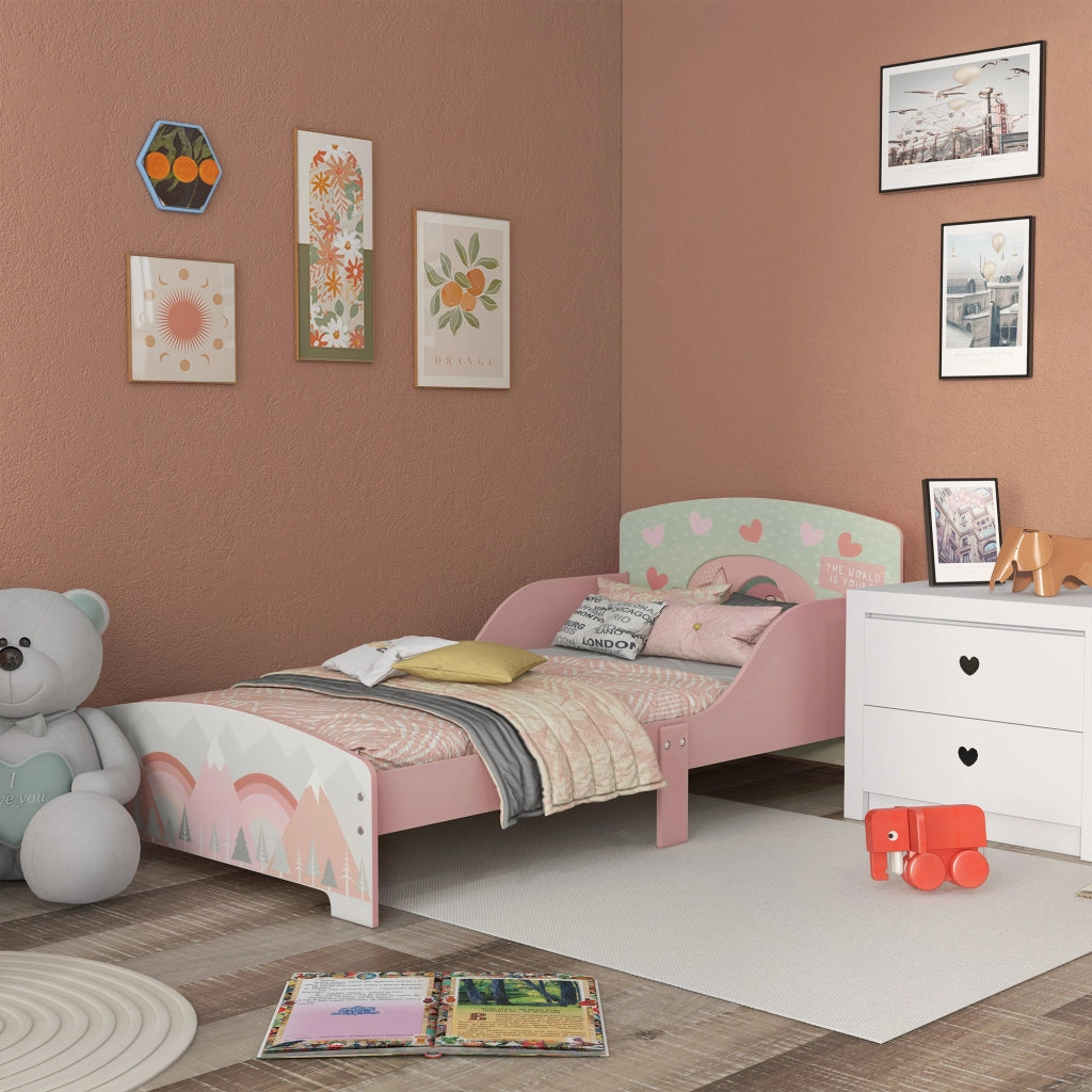Letto per Bambini con Barriere di Sicurezza ¨C zephmum ¨C Rosa 143x77x60 cm