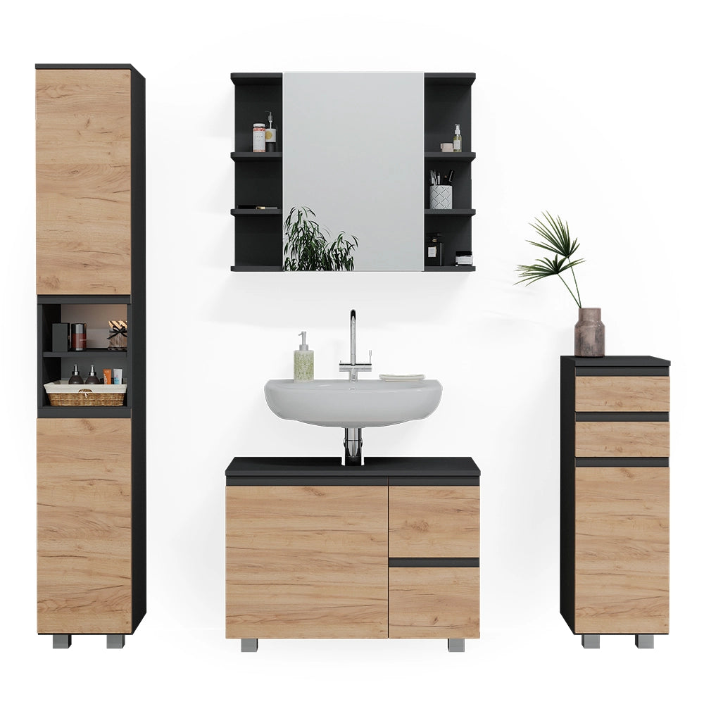 Vicco Set mobili bagno Grigio 4 parti