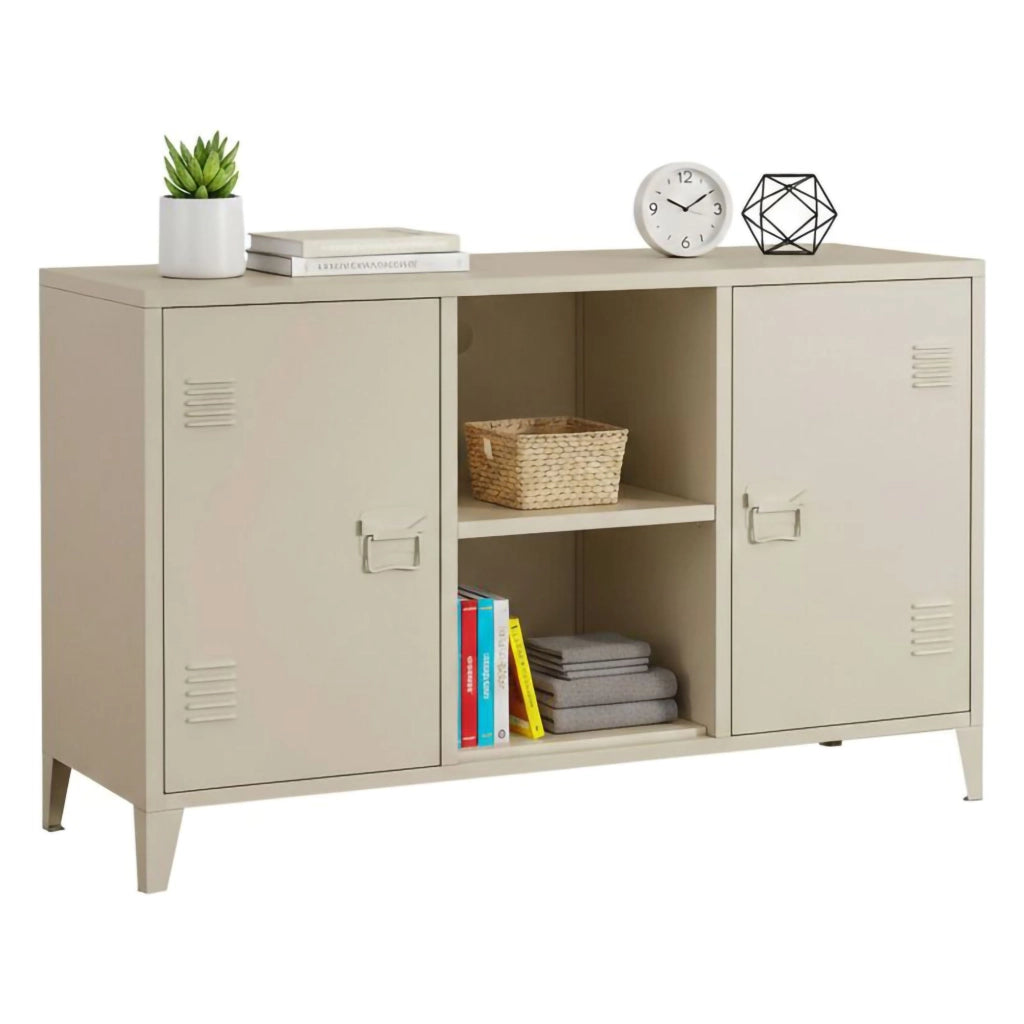Credenza Friddi, Buffet da soggiorno, Madia da salotto, Dispensa da cucina, 120x40 h73 cm, Panna