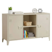Credenza Friddi, Buffet da soggiorno, Madia da salotto, Dispensa da cucina, 120x40 h73 cm, Panna