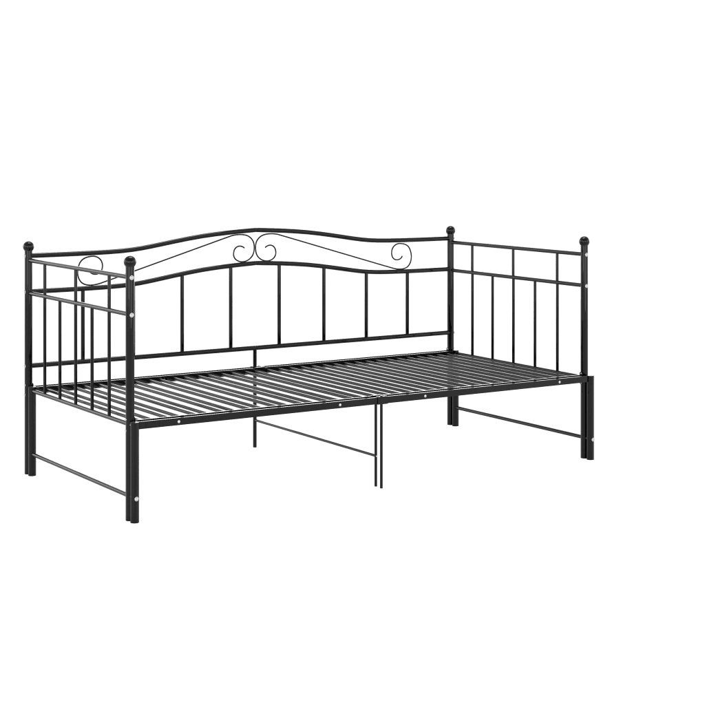 Telaio Divano Letto Estraibile Nero in Metallo 90x200 cm 324782