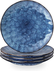 Set di 4 piatti da tavola - 10,5 pollici rotondi - resistenti a microonde e lavastoviglie - porcellana resistente ai graffi - adatto per bistecca, pasta, pizza - per uso domestico, occasioni e ristoranti - blu Set di piatti da tavola