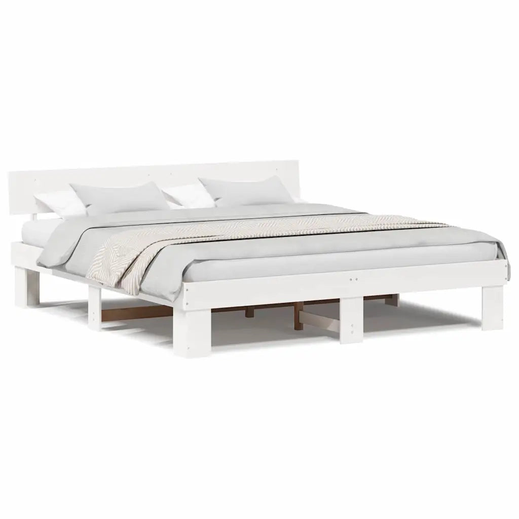 vidaXL Struttura del letto Bianco 200 x 200 cm Legno di pino massello