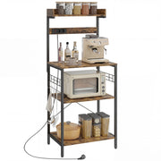 Scaffale Cucina con Prese Elettriche ¨C Xylo ¨C Legno Marrone Rustico 60x42x137 cm