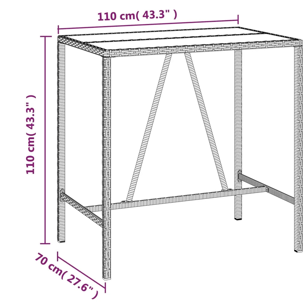 Set Bar da Giardino 7 pz con Cuscini in Polyrattan Nero 3187635