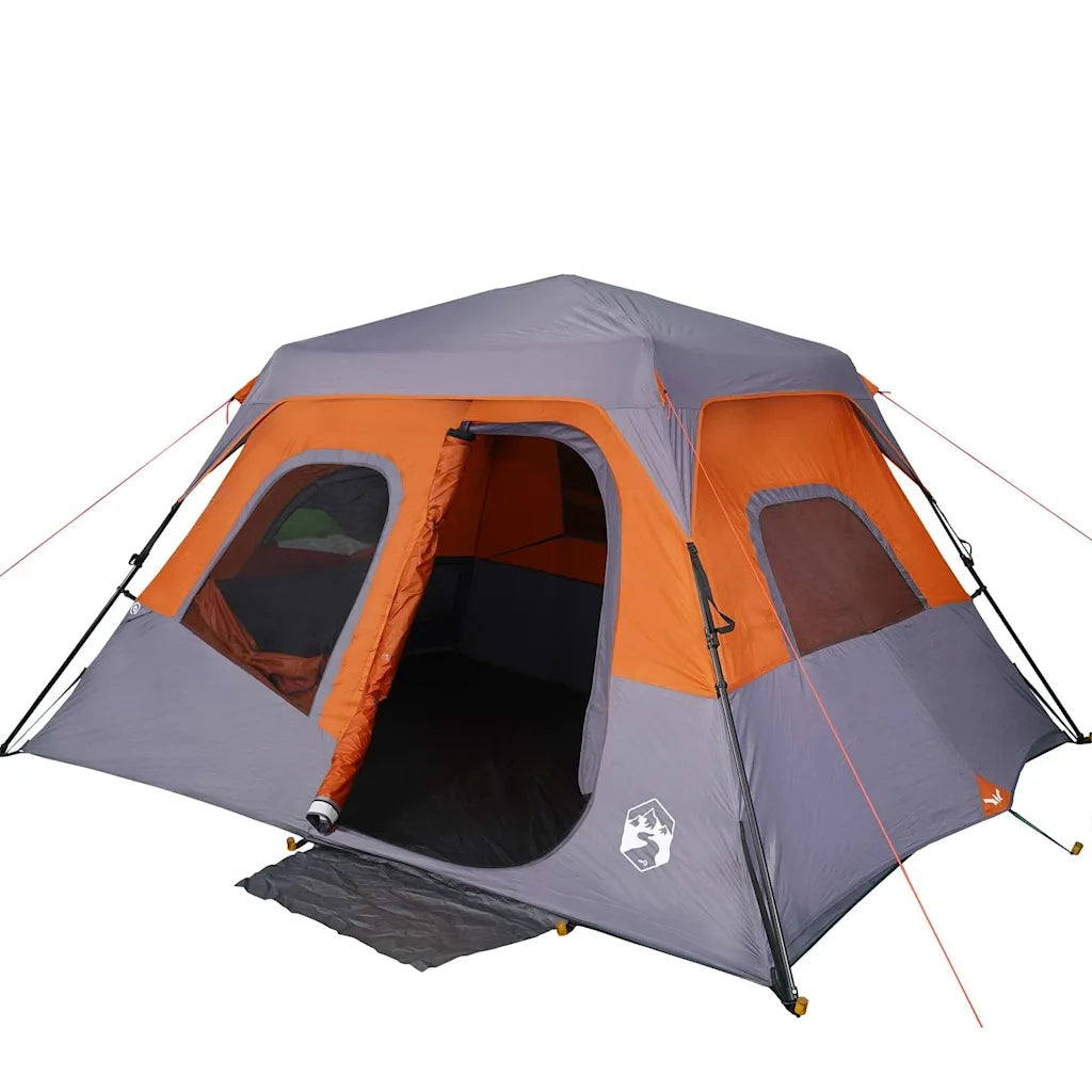 Tenda Campeggio 6 Persone-Tenda per Escursionismo Grigio e Arancione Impermeabile