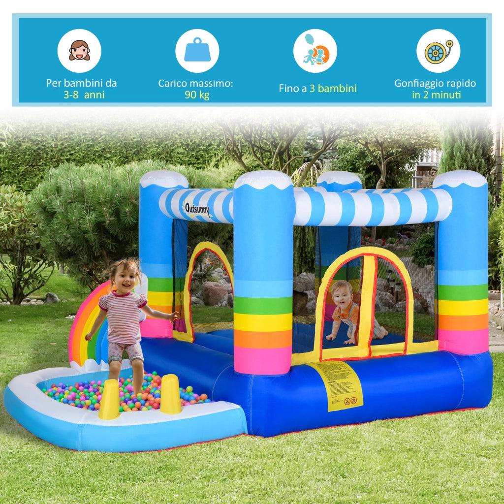 Casetta gonfiabile per bambini con trampolino e piscina ¨C zephmum ¨C multicolore 280x170x155cm