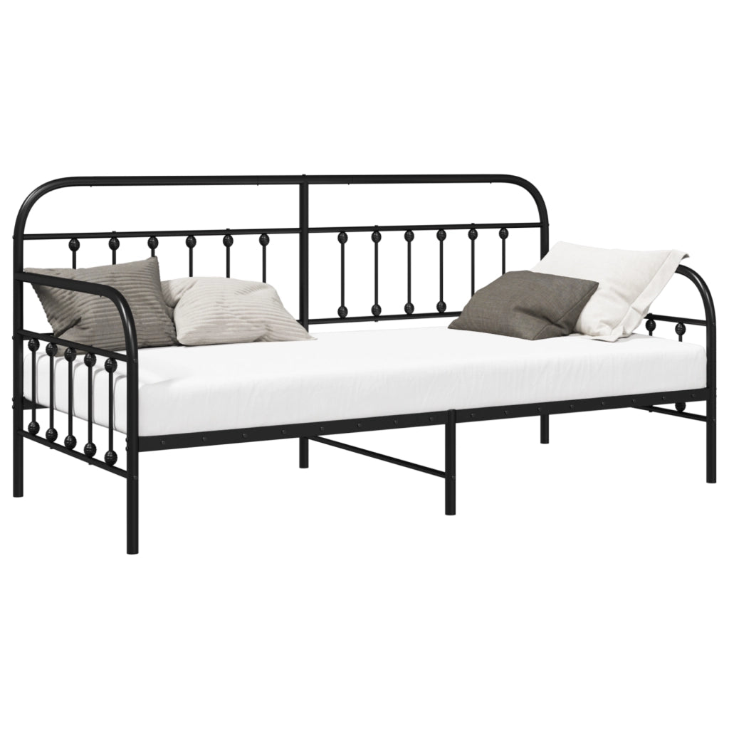 Struttura Letto Giorno  Nera 90x190 cm in Acciaio