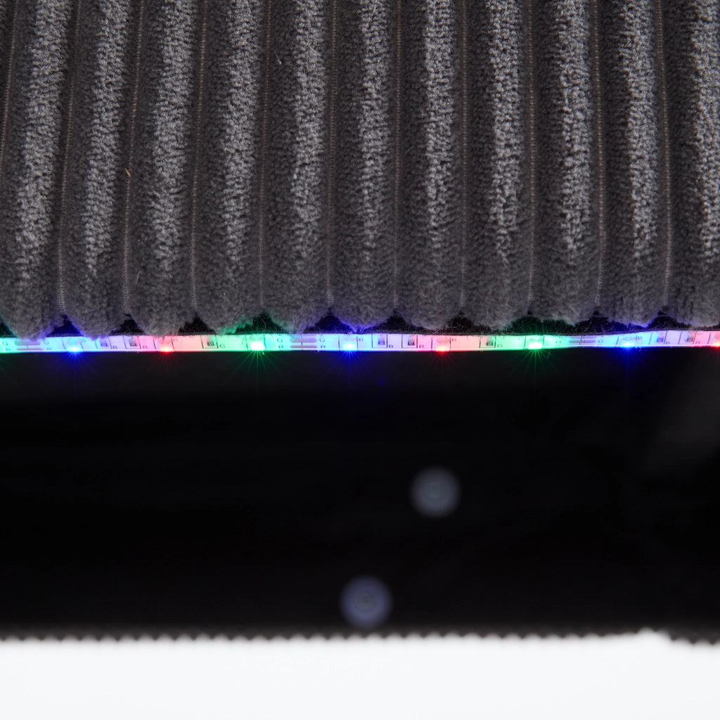 Divano panoramico a U con LED, Porta USB e Schienale Ergonomico, in Velluto, Grigio, 265 × 135 × 88 cm