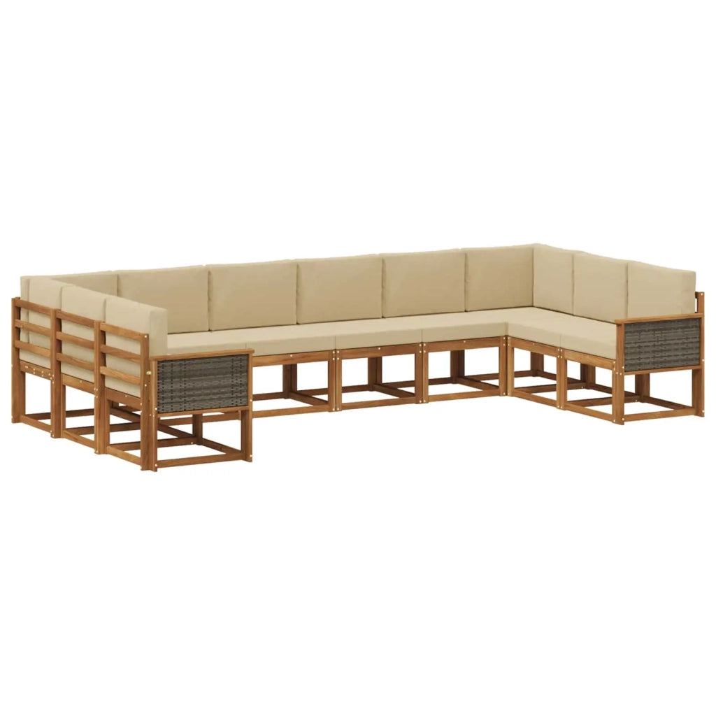 Set di divani da esterno 10 pz Naturale e Beige 3385569