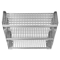 Scala in metallo a 2 livelli regolabile in altezza 60 cm di larghezza Acciaio zincato argento 2 gradini regolabili Griglia resistente alle intemperie Spessore asta 5 mm Kit di fissaggio GRATUITO