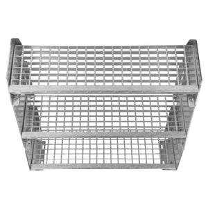 Scala in metallo a 2 livelli regolabile in altezza 60 cm di larghezza Acciaio zincato argento 2 gradini regolabili Griglia resistente alle intemperie Spessore asta 5 mm Kit di fissaggio GRATUITO