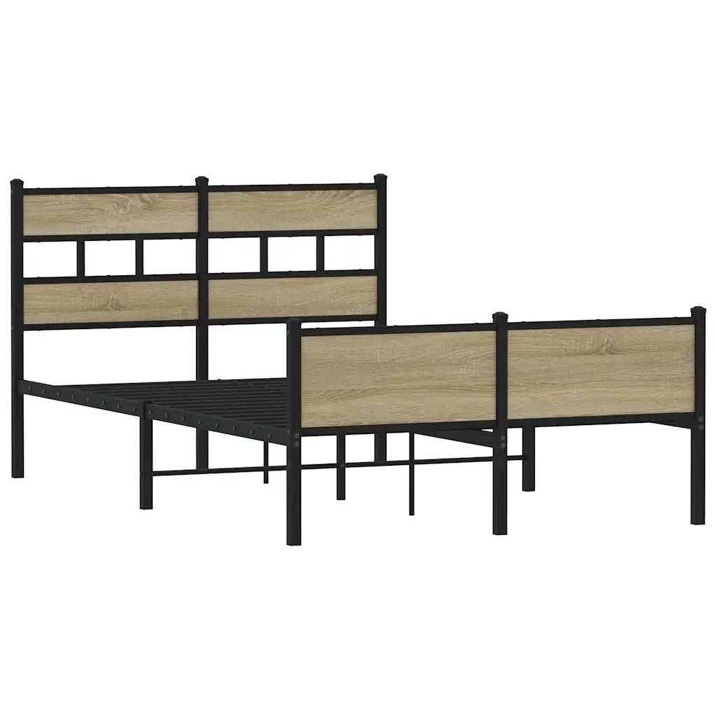 Letto matrimoniale | Letto per adulti | Giroletto senza Materasso Rovere Sonoma 120x190cm in Truciolato
