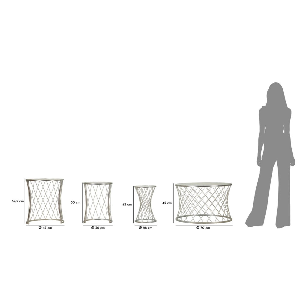 Set di Tavolini VKH571, Argento, Metallo, 70x70x45 cm
