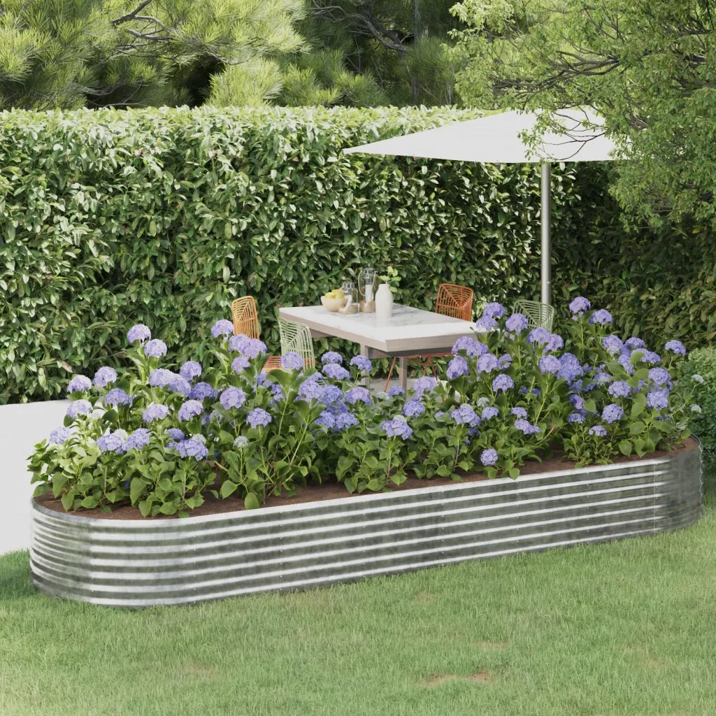 Fioriere | Cassetta per fiori | Letto Giardino Acciaio Zincato 322x100x36cm Argento
