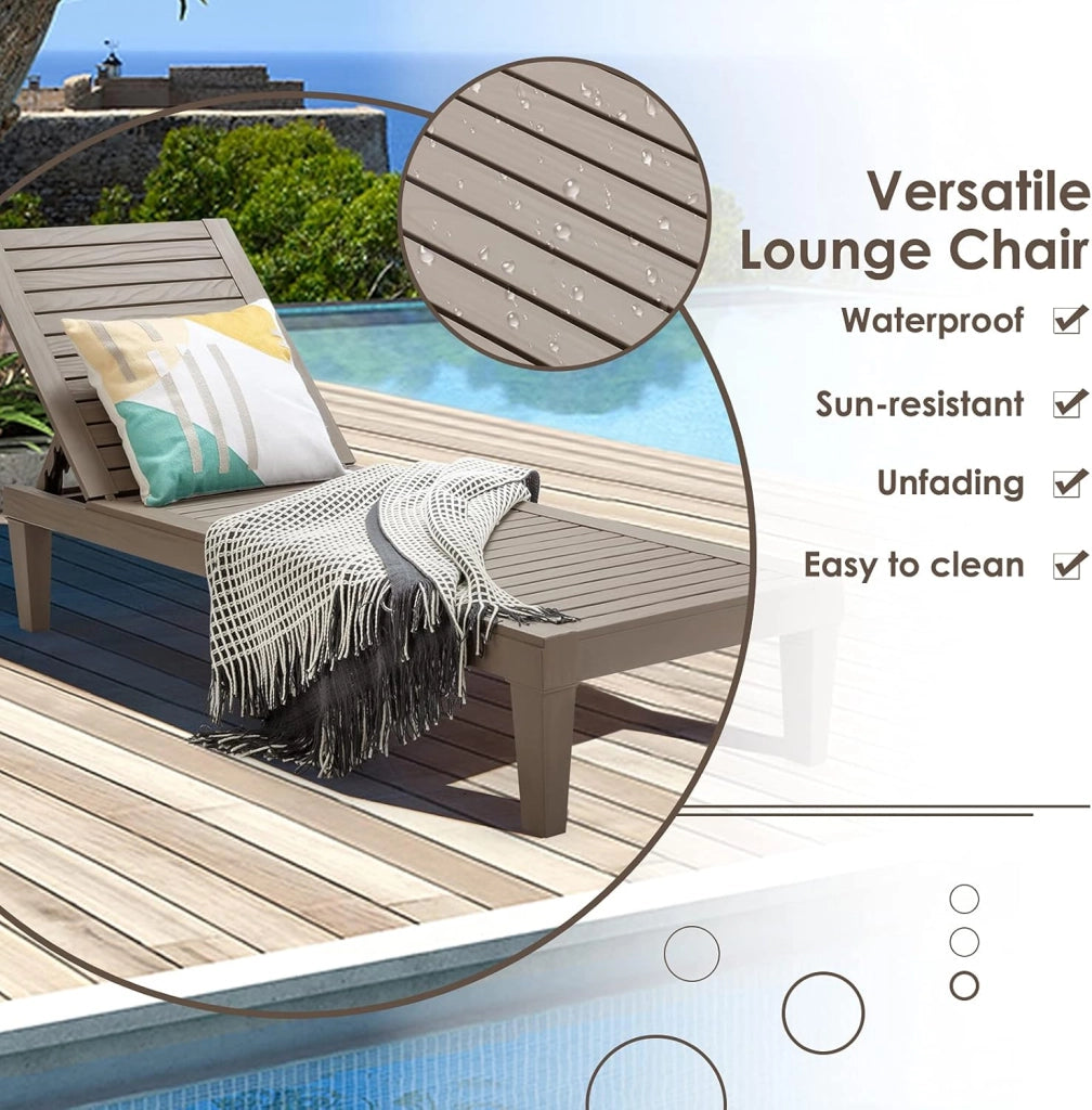 Sdraio da Giardino con Schienale Regolabile in 5 Posizioni, Sdraio Rilassante per Spiaggia, Terrazza e Piscina, 190 x 57,5 x 29 cm, 2 Colori Disponibili