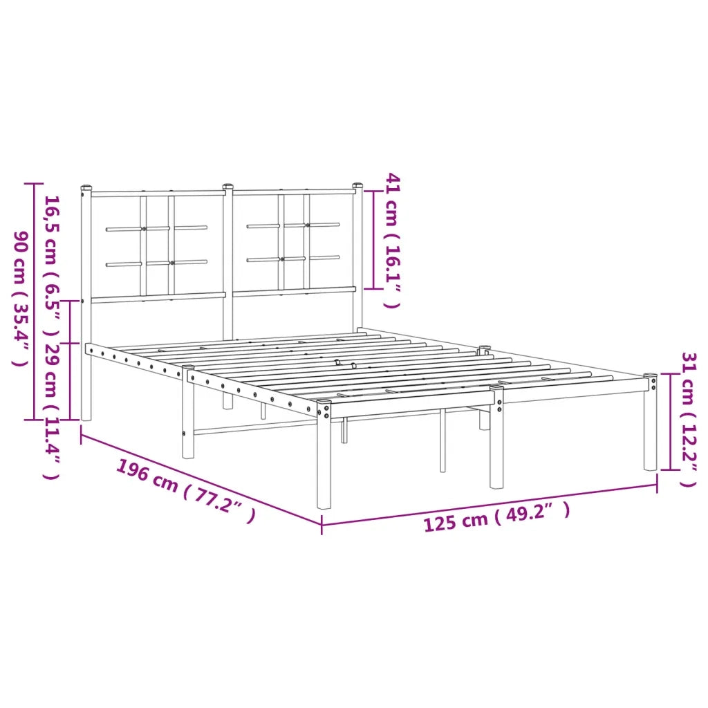 Giroletto con Testiera in Metallo Nero 120x190 cm 355558