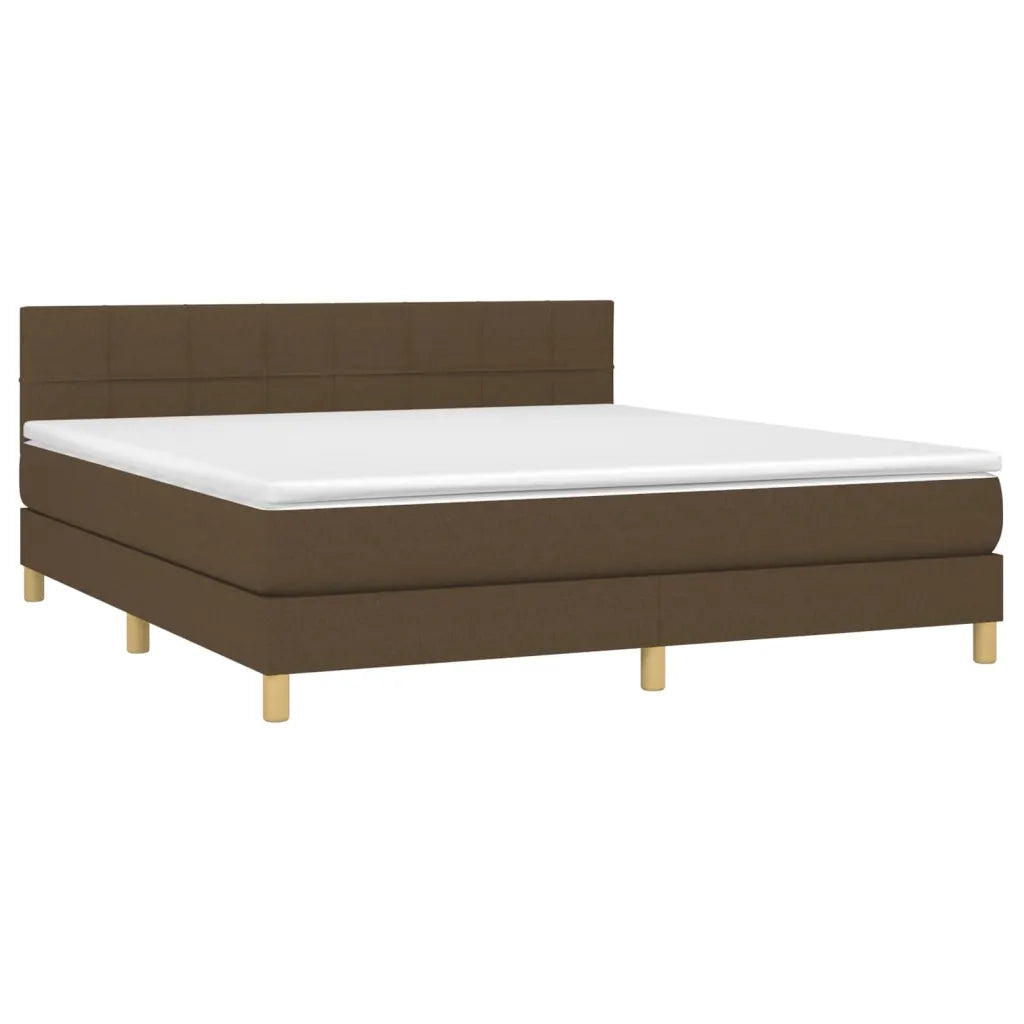 Letto a Molle Materasso e LED Marrone Scuro 160x200 cm Tessuto 3133728