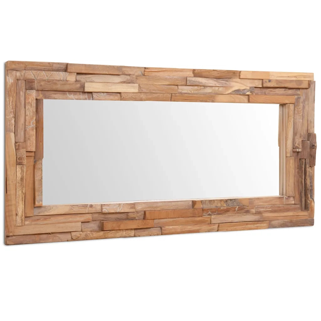 Specchio Decorativo in Legno di Teak 120x60 cm Rettangolare cod mxl 49985