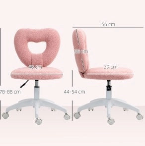 Sedia da scrivania rosa girevole con schienale a cuore