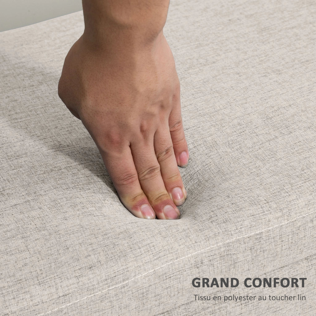 Panca con contenitore imbottita in effetto lino ¨C Zephmum ¨C 110x39x45 cm, beige