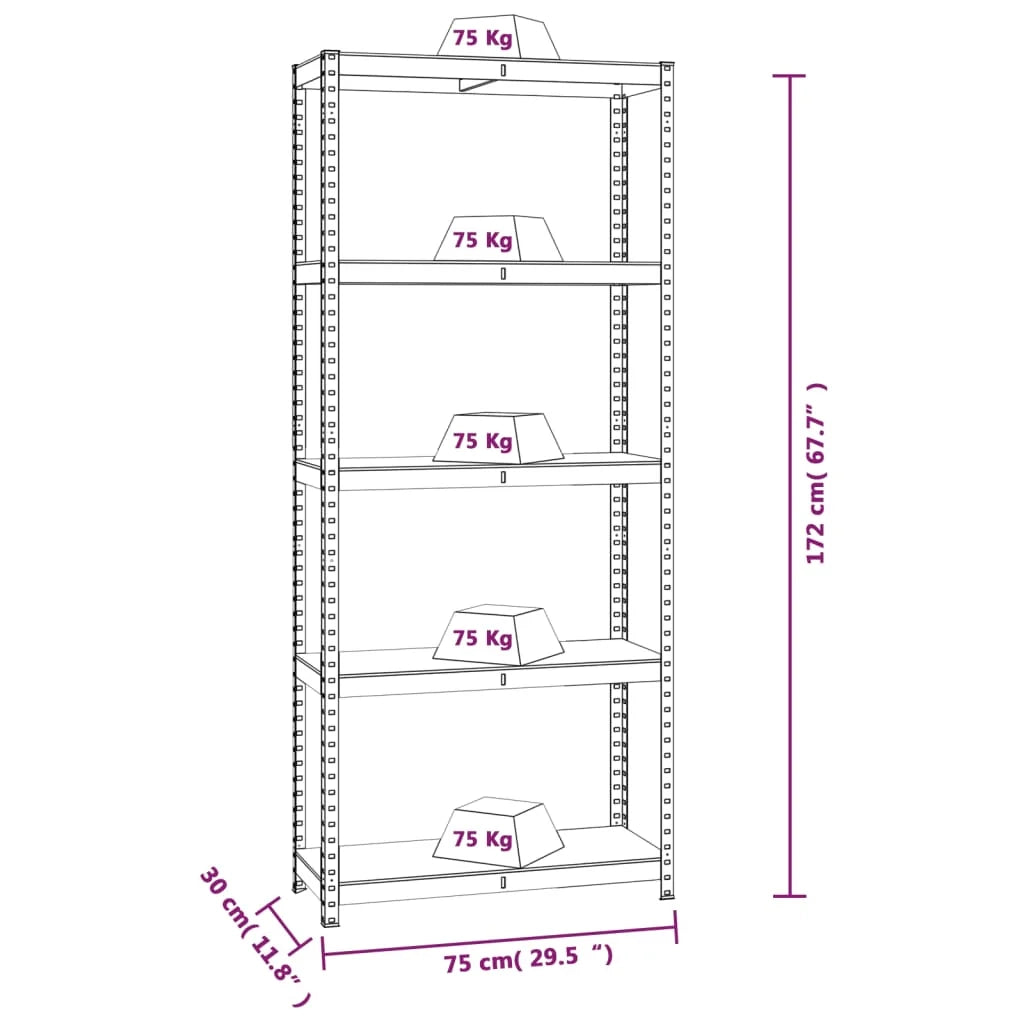 Scaffale portaoggetti a 5 ripiani acciaio legno ingegnerizzato antracite 02_0045698