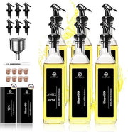 Set di pulizia con olio 250 ml (6 confezioni) - Incluso aceto e 20 etichette in tedesco - Dispensatore di olio con etichette DIY per riempimento di olio