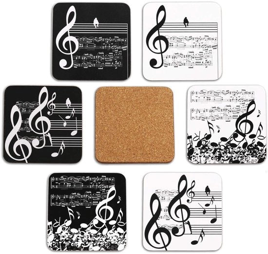 Set di 6 piedini per vasi, bicchieri, fiori o candele, con piede di gomma, quadrato, 10 cm. Edizione (Musica)