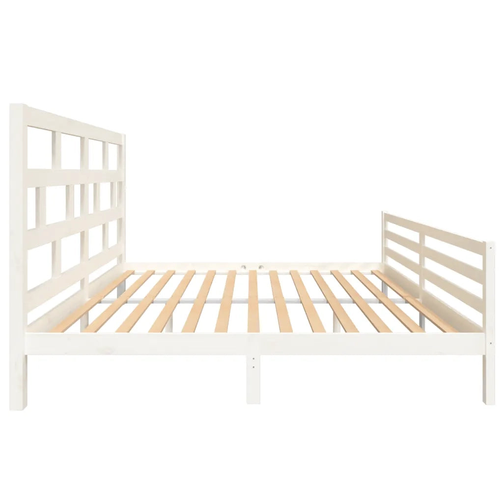 Giroletto-Struttura Letto Bianco in Legno Massello di Pino 200x200 cm 796292