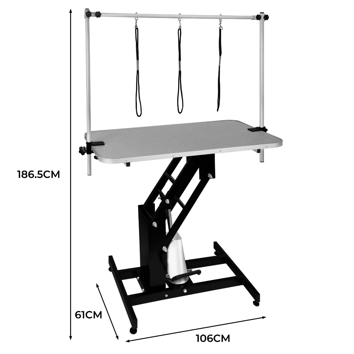 Tavolo da toelettatura idraulico per cani ad altezza regolabile professionale grande Grigio