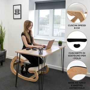 Sedia Ergonomica con Inginocchiatoio 55x85x54 cm in Legno con Accessori Beige