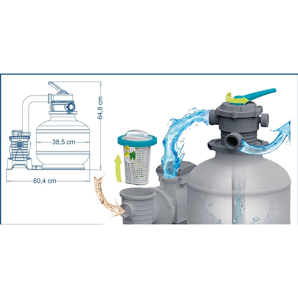 Trade Shop - Pompa Sistema Di Filtraggio A Sabbia Con Timer 6.056 L/h Per Piscine Fuori Terra 58497 -