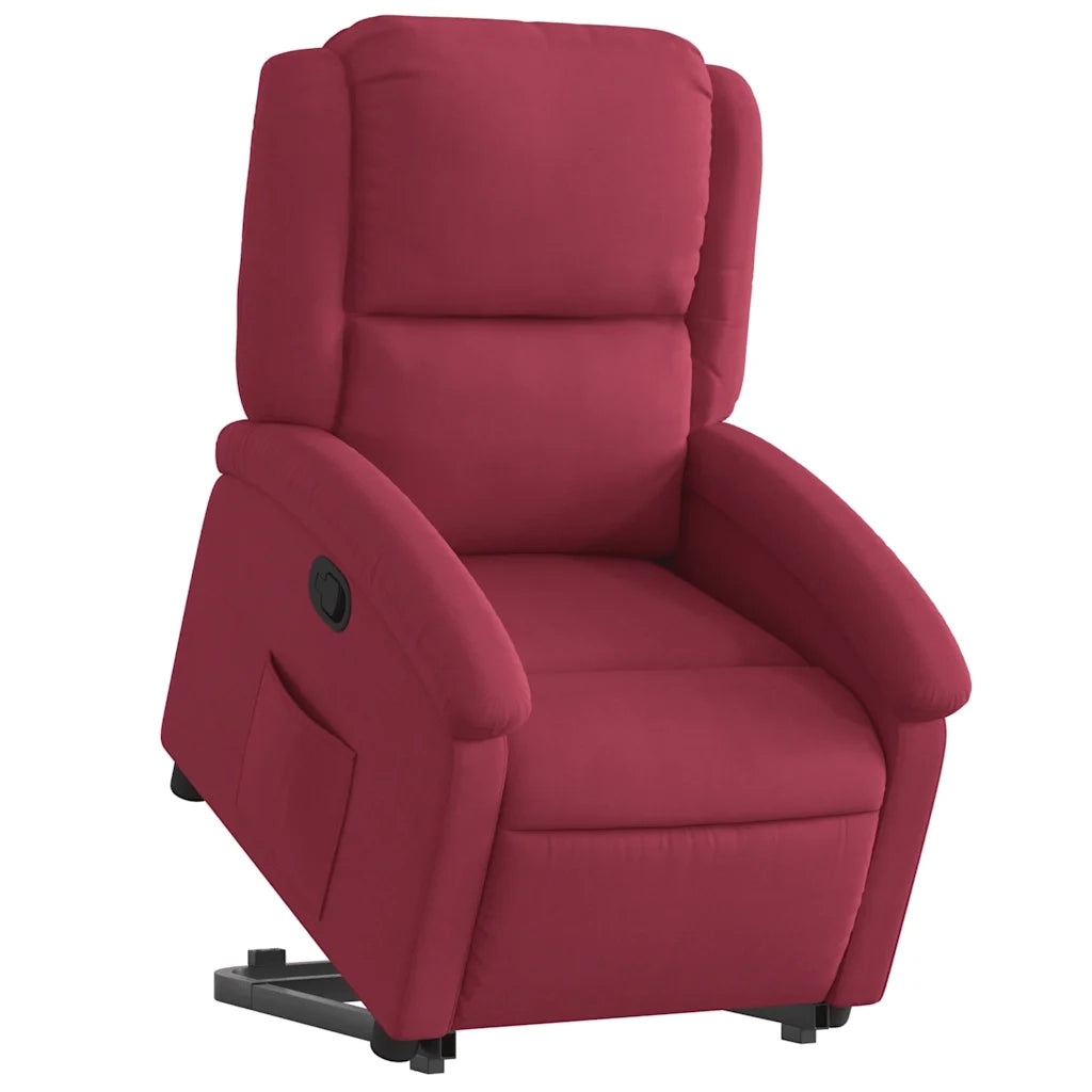 Poltrona | Sedia Relax Alzapersona Reclinabile Rosso Vino in Velluto