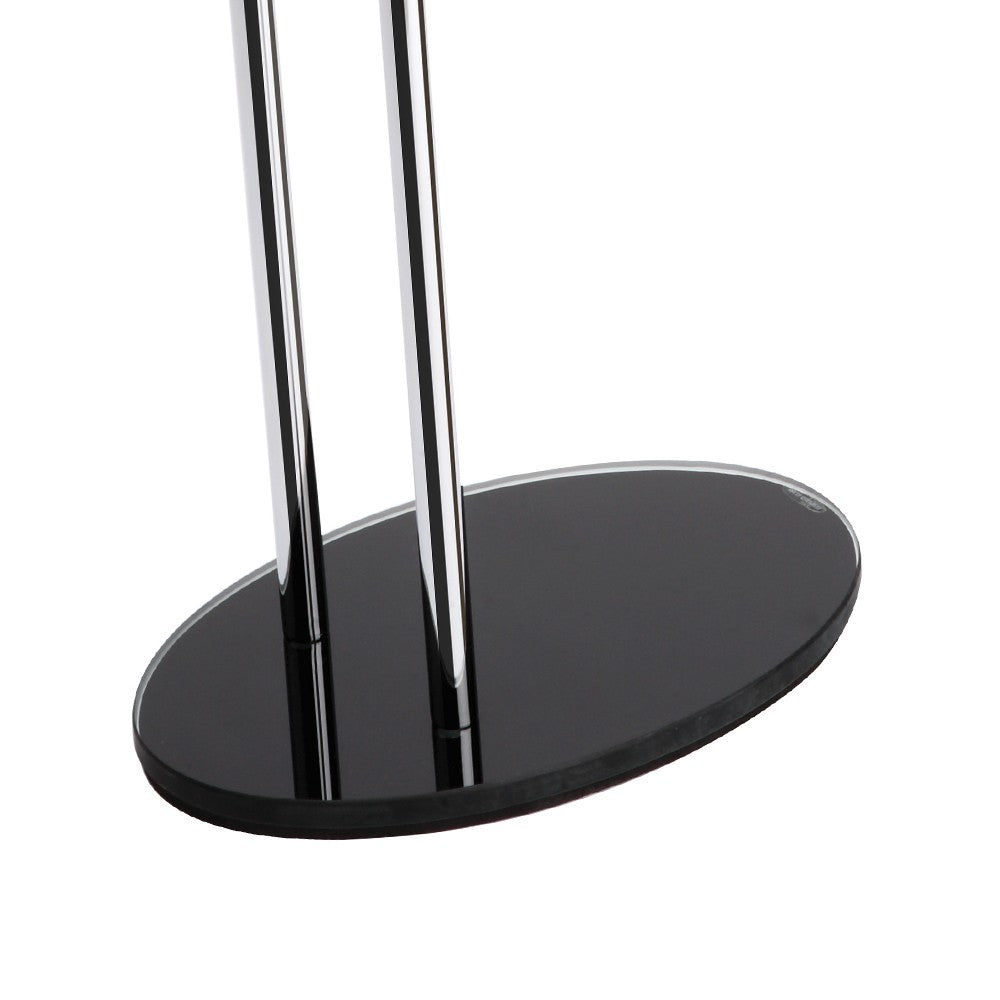 Piantana porta salviette in metallo cromato con base in vetro nera