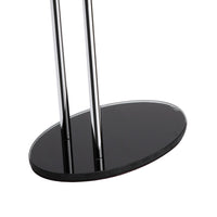 Piantana porta salviette in metallo cromato con base in vetro nera