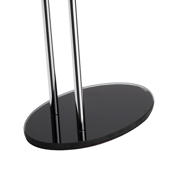 Piantana porta salviette in metallo cromato con base in vetro nera