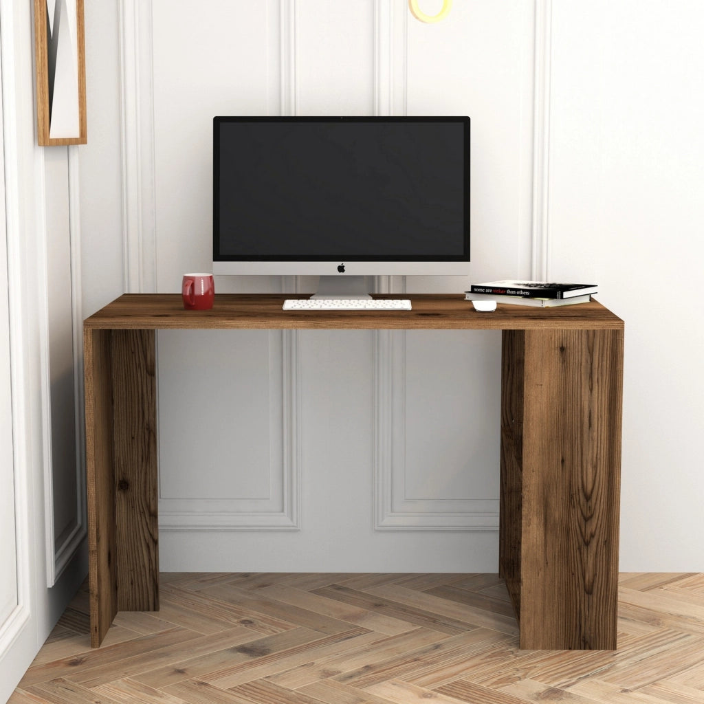 Corfinio, Scrivania 3 Ripiani, 120x60x75h cm Marrone Noce