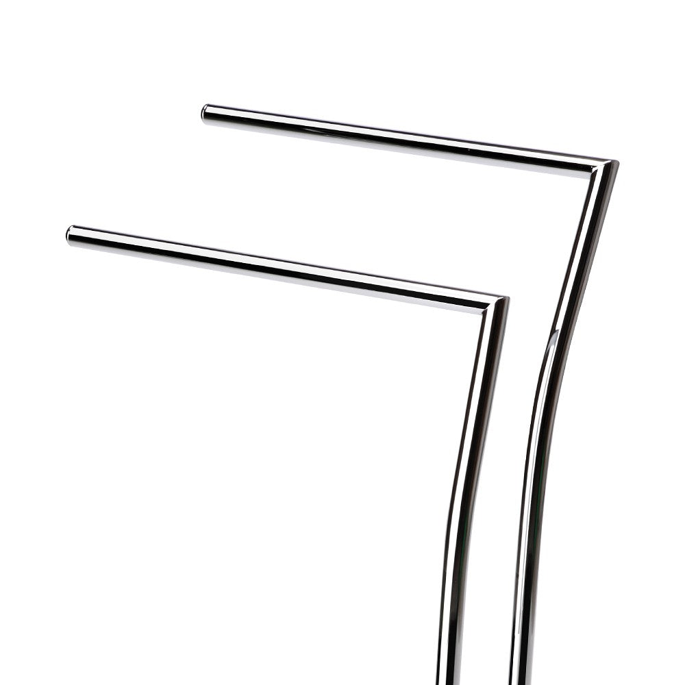 Piantana porta salviette in metallo cromato con base in vetro bianca