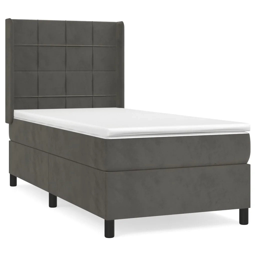Giroletto a Molle con Materasso Grigio Scuro 100x200 cm Velluto 3132664