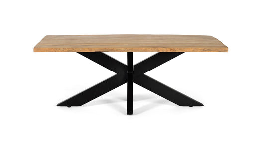 Tavolo da pranzo in legno massello di mango con gambe incrociate