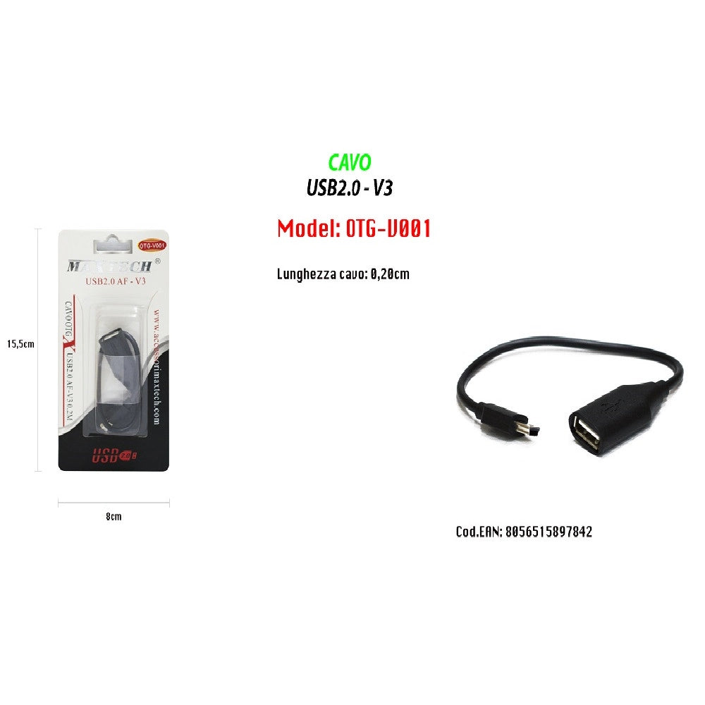Trade Shop - Cavo Usb Per Tastiere Adattatore Otg Smart Stampanti Pc Smartphone Maxtech Otg-v001 -