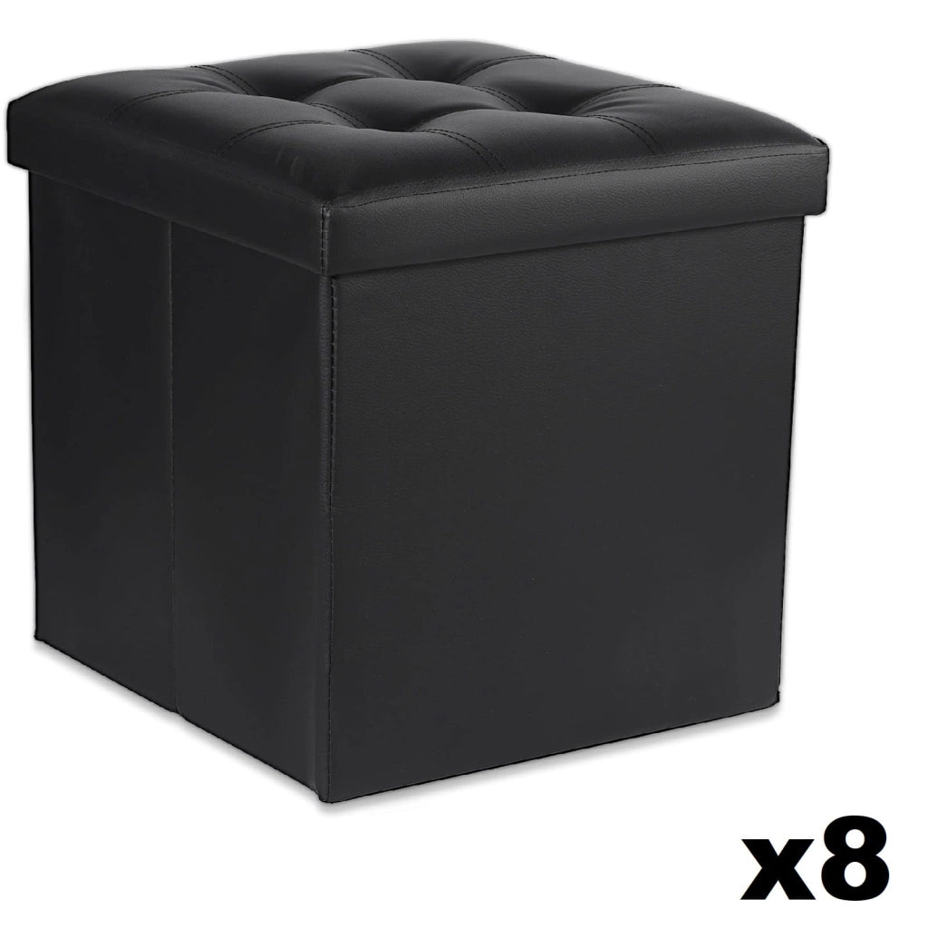 Valora POUF PIEGHEVOLE L Contenitore Nero Ecopelle x8
