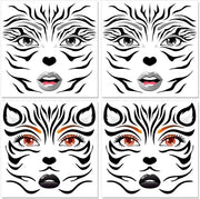 Tatuaggi per il viso 4 x - Tatuaggi per bambini - Tatuaggi temporanei - Halloween - Carnevale - Disegno zebra