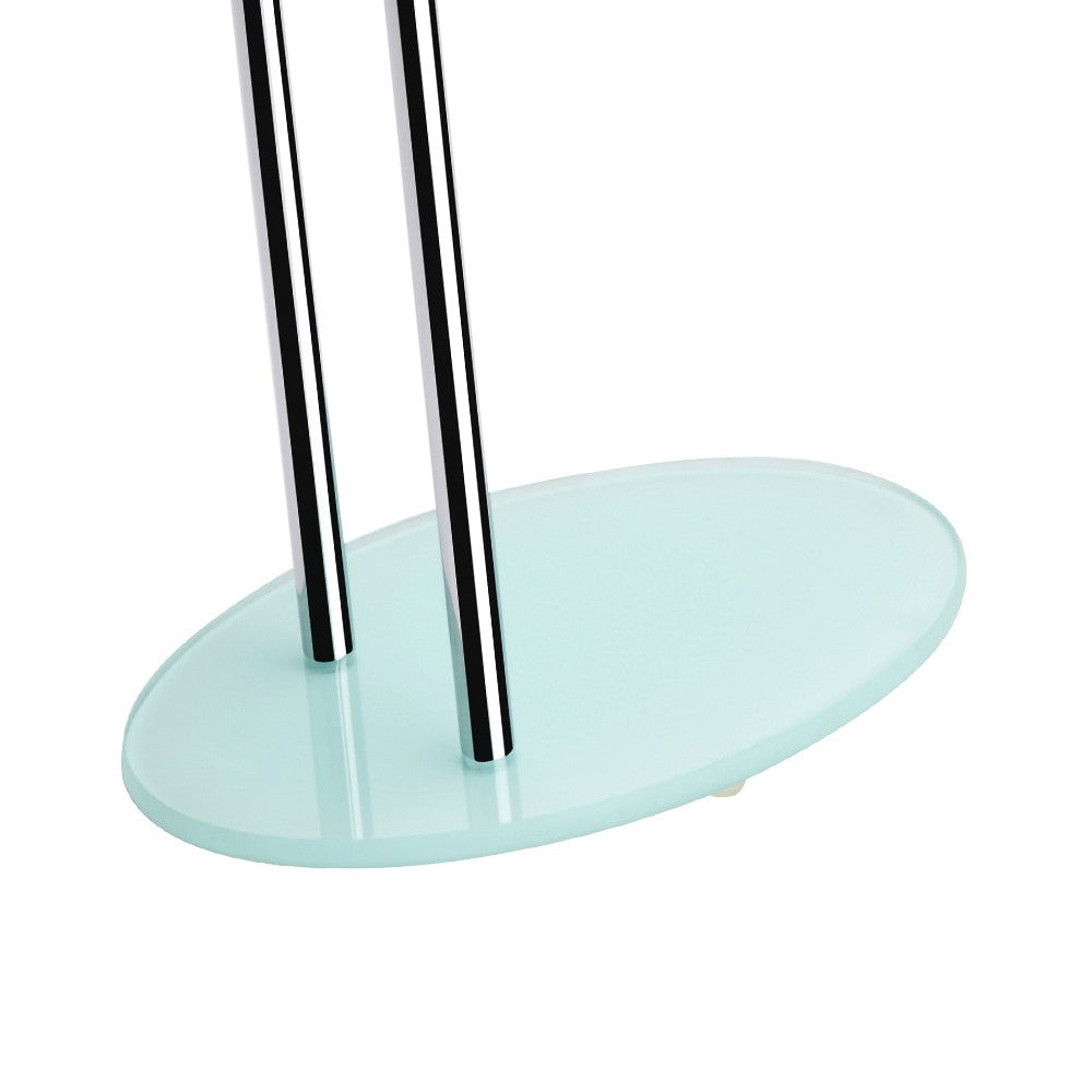 Piantana porta salviette in metallo cromato con base in vetro bianca