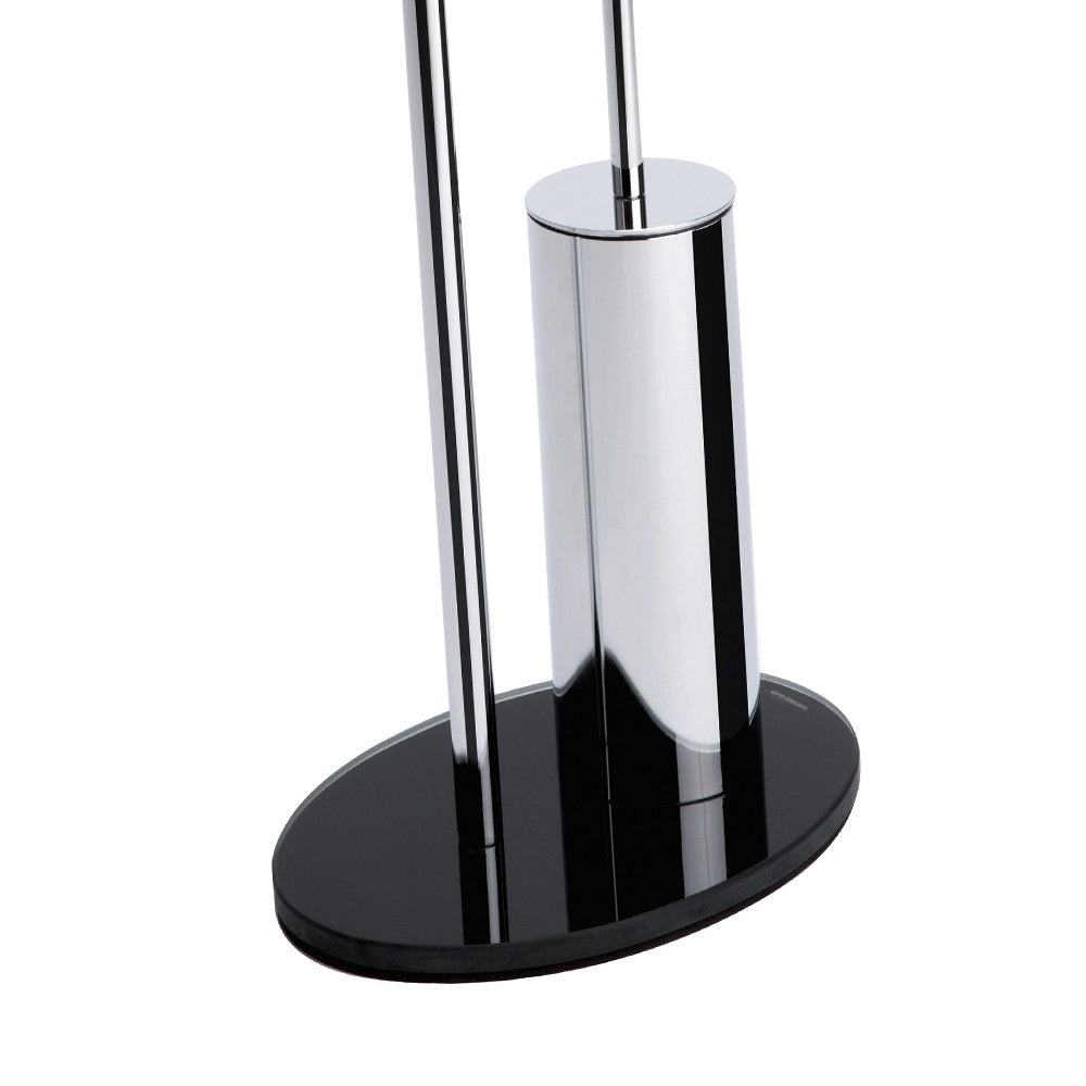 Piantana wc in metallo cromato con base in vetro nera