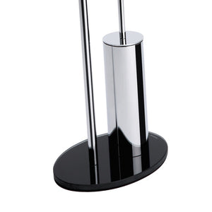 Piantana wc in metallo cromato con base in vetro nera