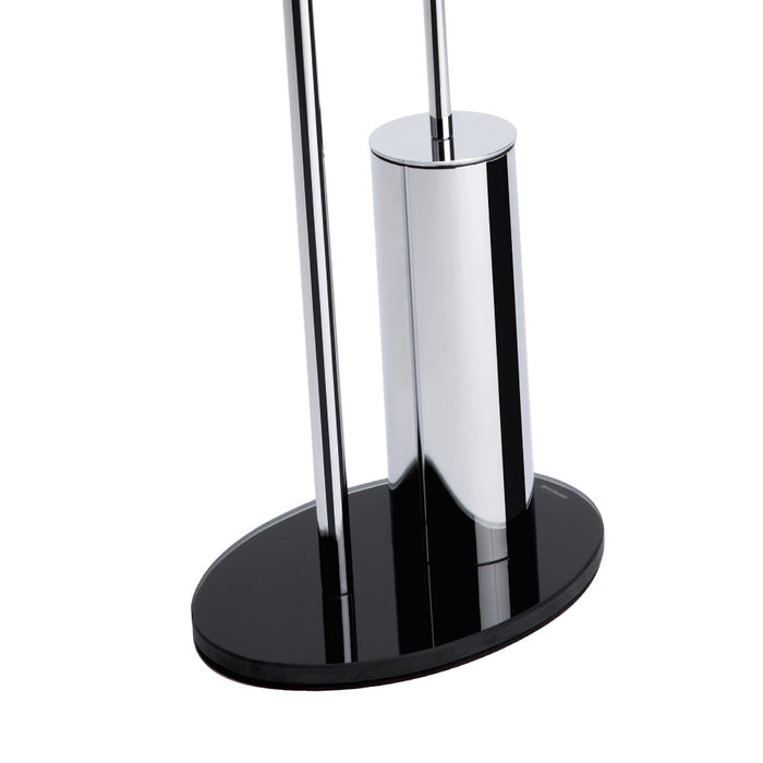 Piantana wc in metallo cromato con base in vetro nera