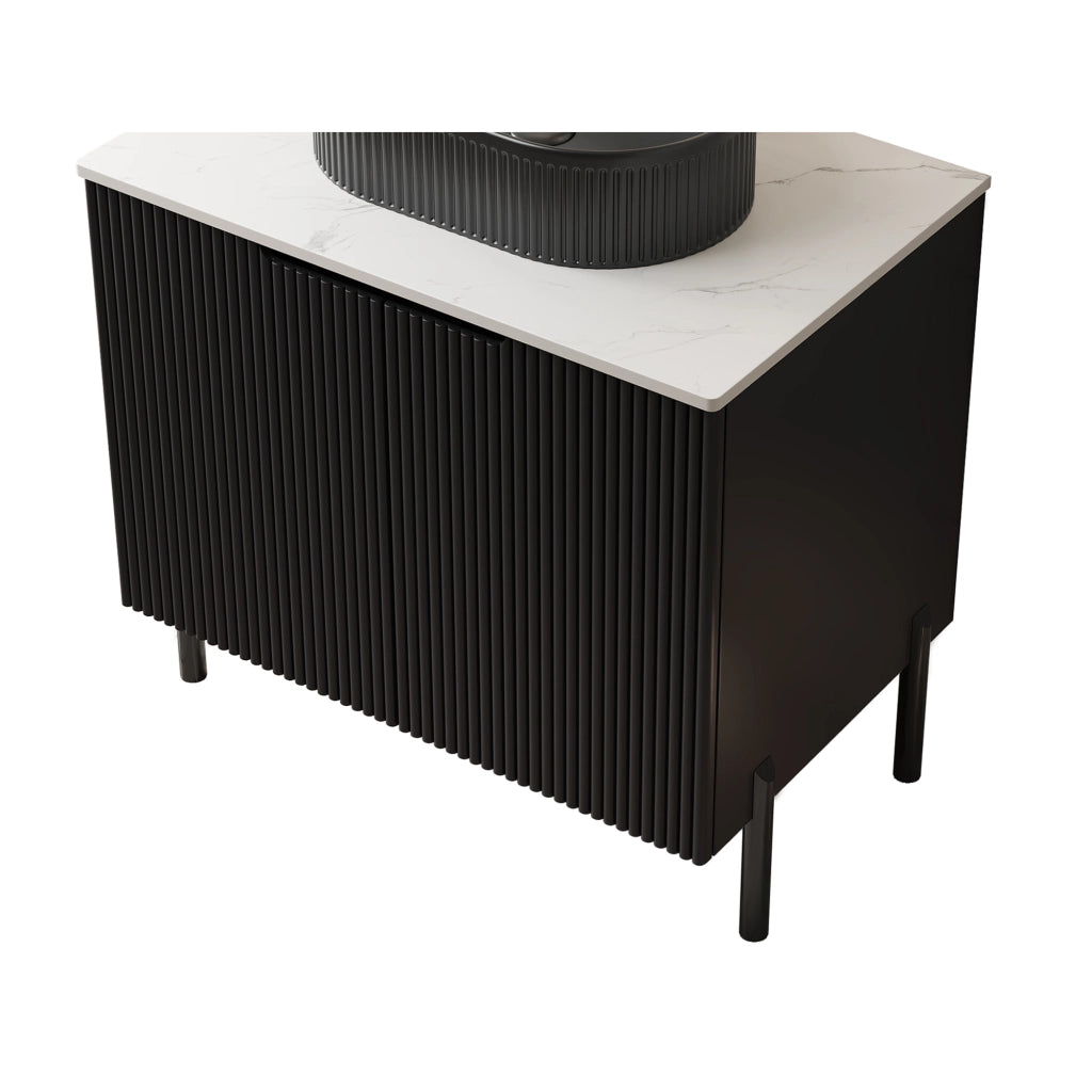 Mobile bagno con 2 ante e piano superiore; design moderno per bagno; in truciolare; MDF e compensato; nero