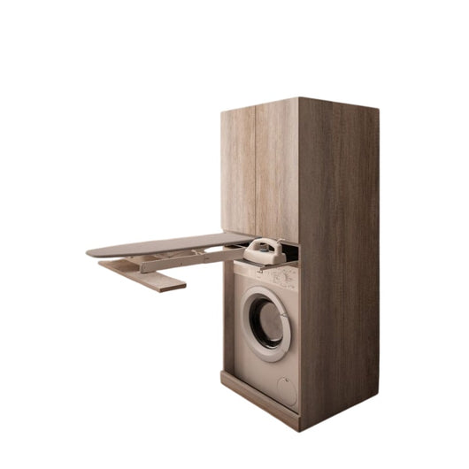 Mobile Lavanderia a Colonna per Lavatrice o Asciugatrice con Asse da Stiro e Ante Superiori 70x70x174A cm in Nobilitato